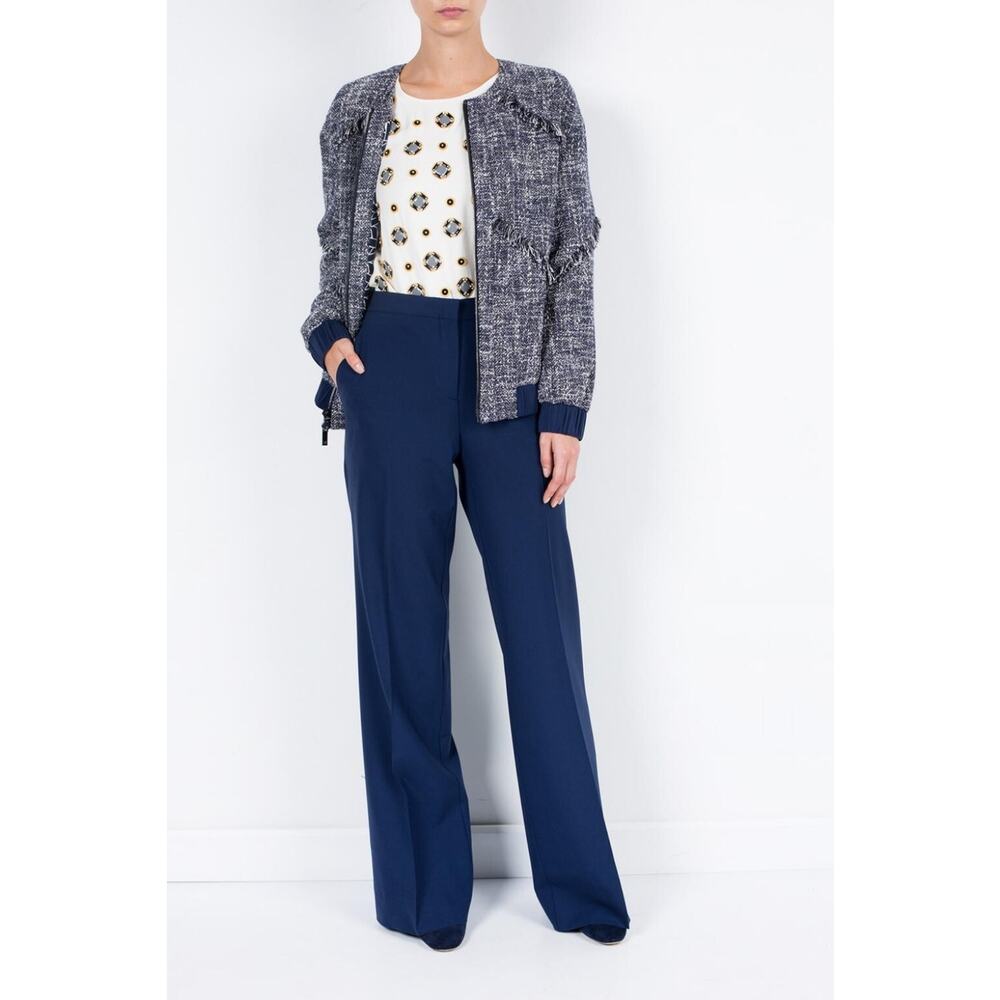 Diane Von Furstenburg Blue & White Tweed Jacket Size XS